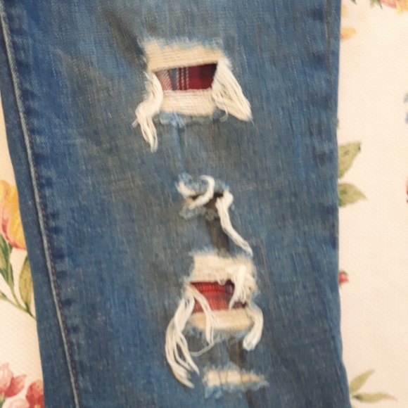 💜 size 26R Gap distressed plaid patched jeans 👖 - Picture 12 of 14
